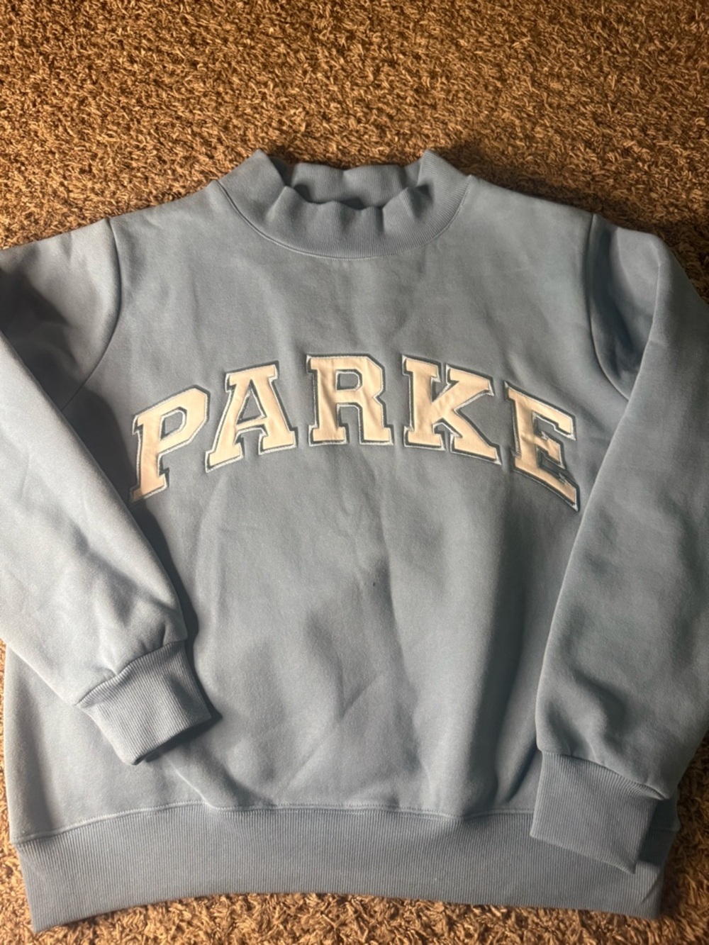 Parke Varsity Mockneck Sweatshirt Blue Logo Pullover S/M Streetwear
